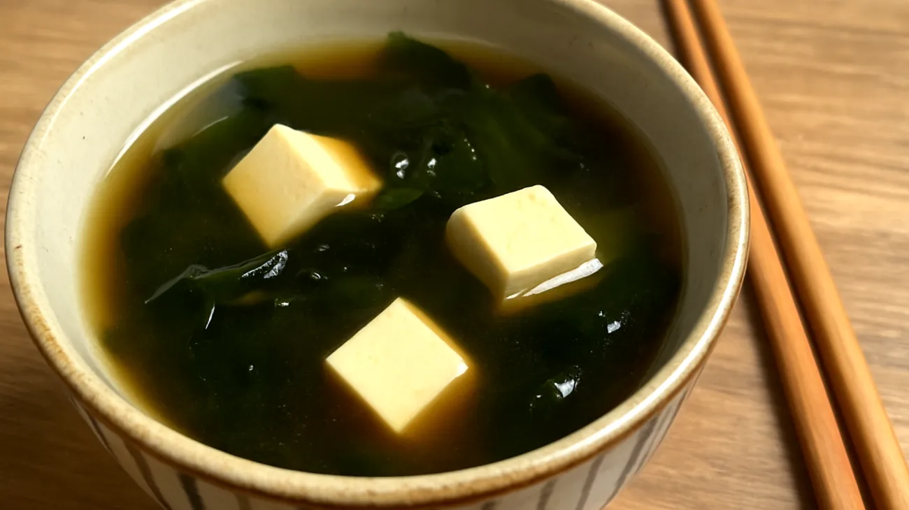 Zuppa di miso con alghe wakame e tofu"